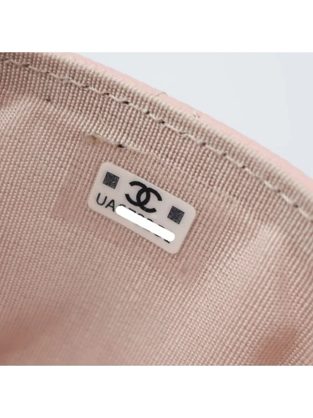 Chanel Ten Pass Case Card Slot Pink Caviar Leather CC Logo Rhinestone